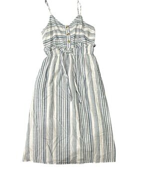 Japna Striped Sleeveless Midi Dress in Blue & White size S 100% cotton